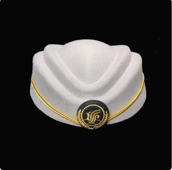 Chinese Dome Crew Double V high-speed Rail Hat Stage Performance Flight Attendant Hat
