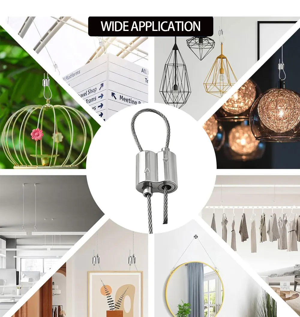 10 Stück Verstellbare Bidirektionale Stahlseilklemmen für Hebezeuge, Aufhängungszubehör – Detail 8