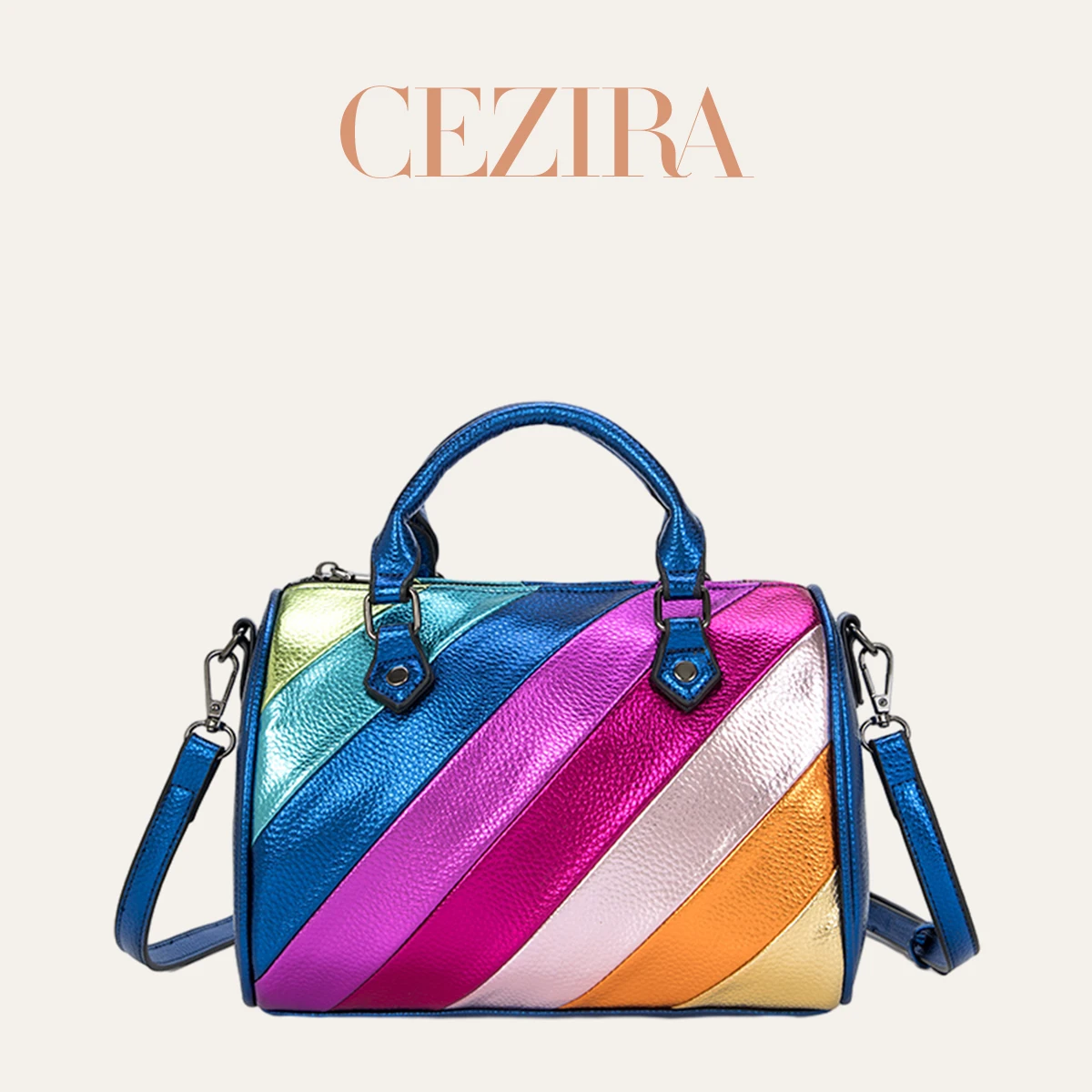 CEZIRA-Bolsa Boston Metálica d - Luxury Bags That Are Vegan avaliação e preço