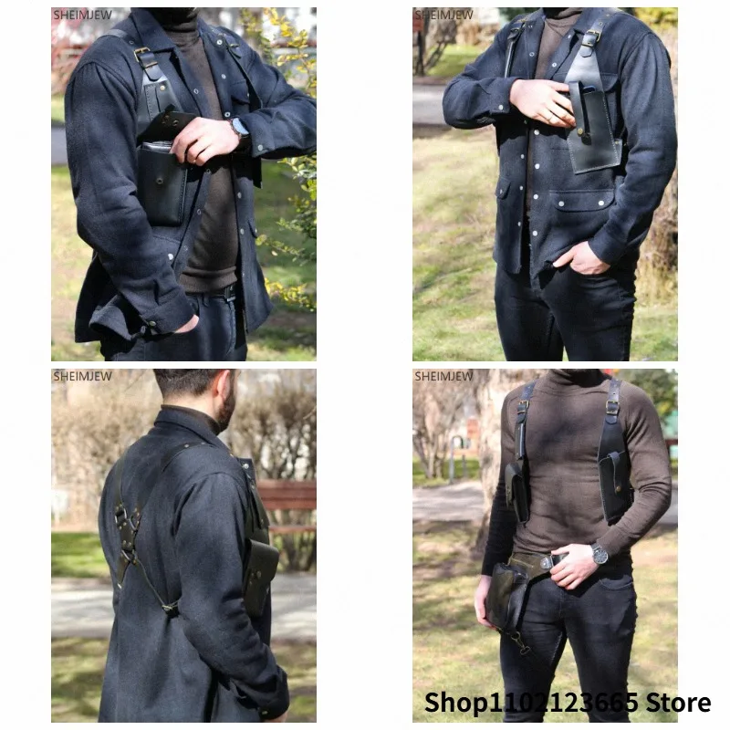 

Medieval Steampunk Cosplay Leather Harness Holster Bag Motorcycle Phone Wallet Pocket Viking Costume Festival Travel Wallet Bag