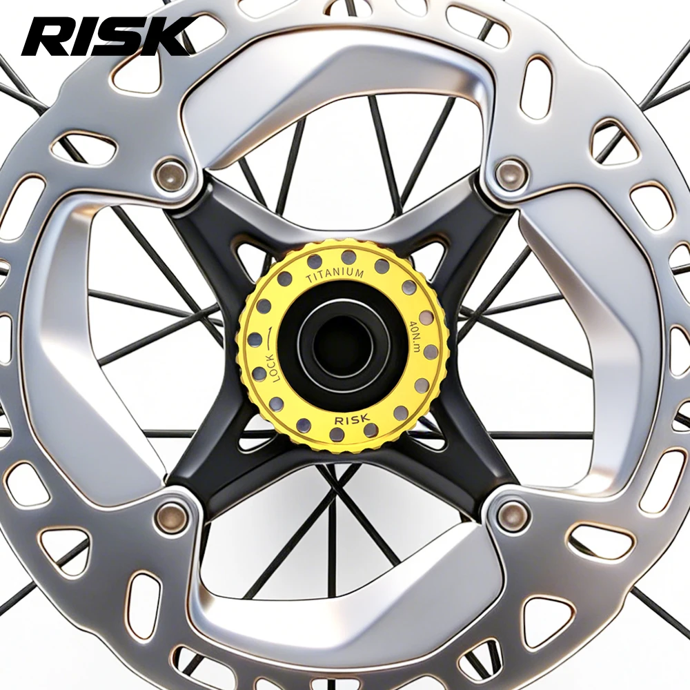 

RISK Bicycle Titanium Alloy Center Lock Cover for Road Bike Internal & External Disc Brake Rotor Lock Cap Hub Installation Cap