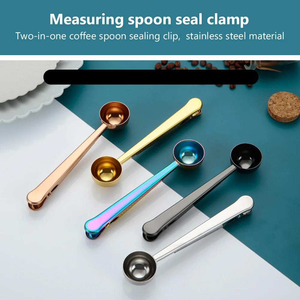 20Pcs Coffee Scoop Clip Stainless Steel Kitchen Measuring Spoon With Long Handle Sealing Bag Clip For Coffee Tea Expresso