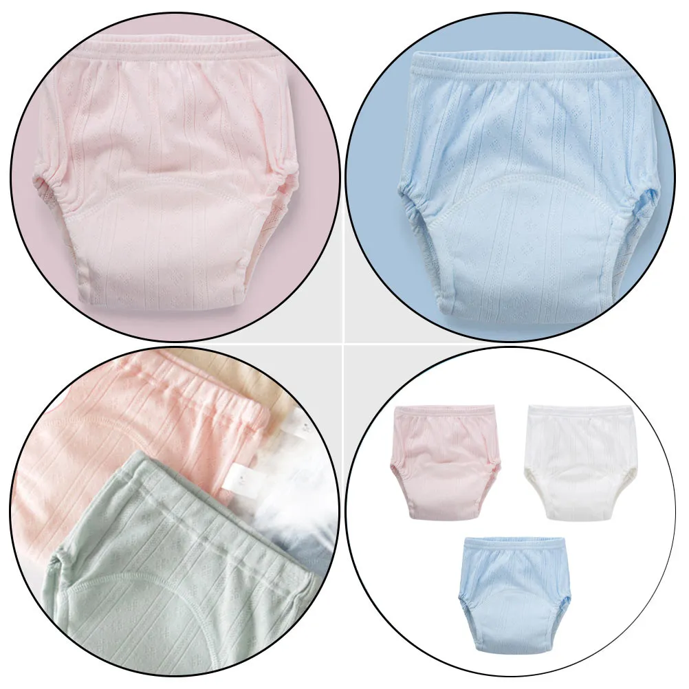 3Pcs Baby Potty Training Pants Elastic Waist Tpu Waterproof Combed Cotton Baby Training Underwear Pants Infant Diaper