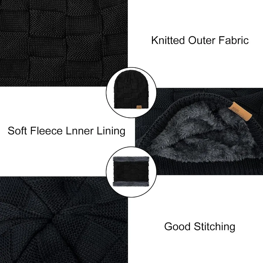 Zimowy zestaw czapka, szalik i rękawiczki dla kobiet i mężczyzn, luźna czapka beanie, ocieplacz na szyję, rękawiczki dotykowe do ekranów do użytku na zewnątrz w chłodne dni.