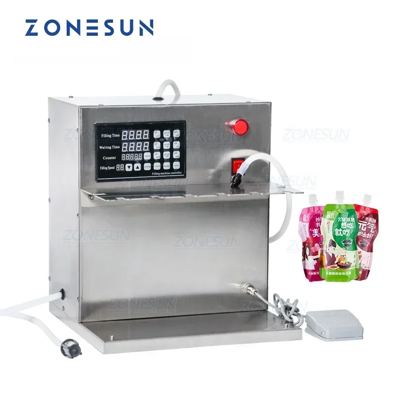 

ZONESUN Electric Numerical Control Squeeze Spout Pouch Sachet Water Liquid Pack Filling Machine Juice Soft Drink Dosing Filler