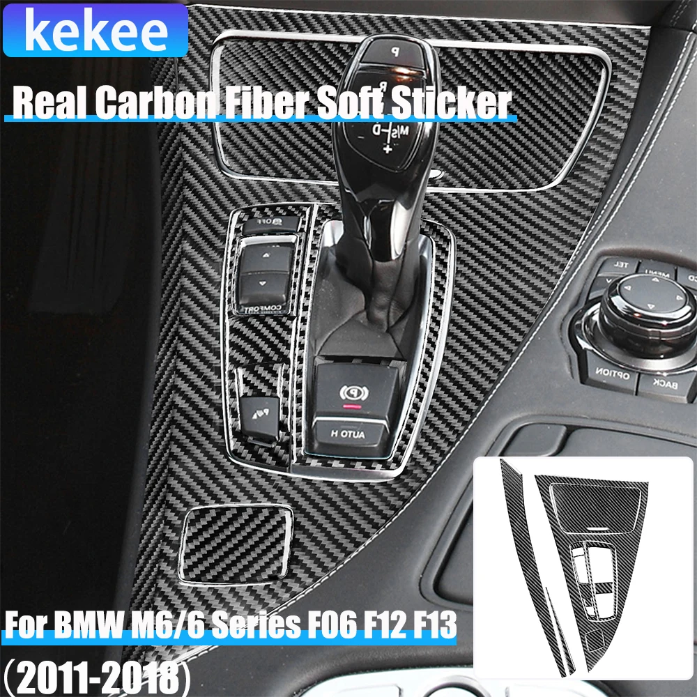 

Настоящие автомобильные аксессуары из углеродного волокна, набор панелей переключения передач, мягкая наклейка для BMW 6 серии/M6 F06 F12 F13 M Sport 2011-2018
