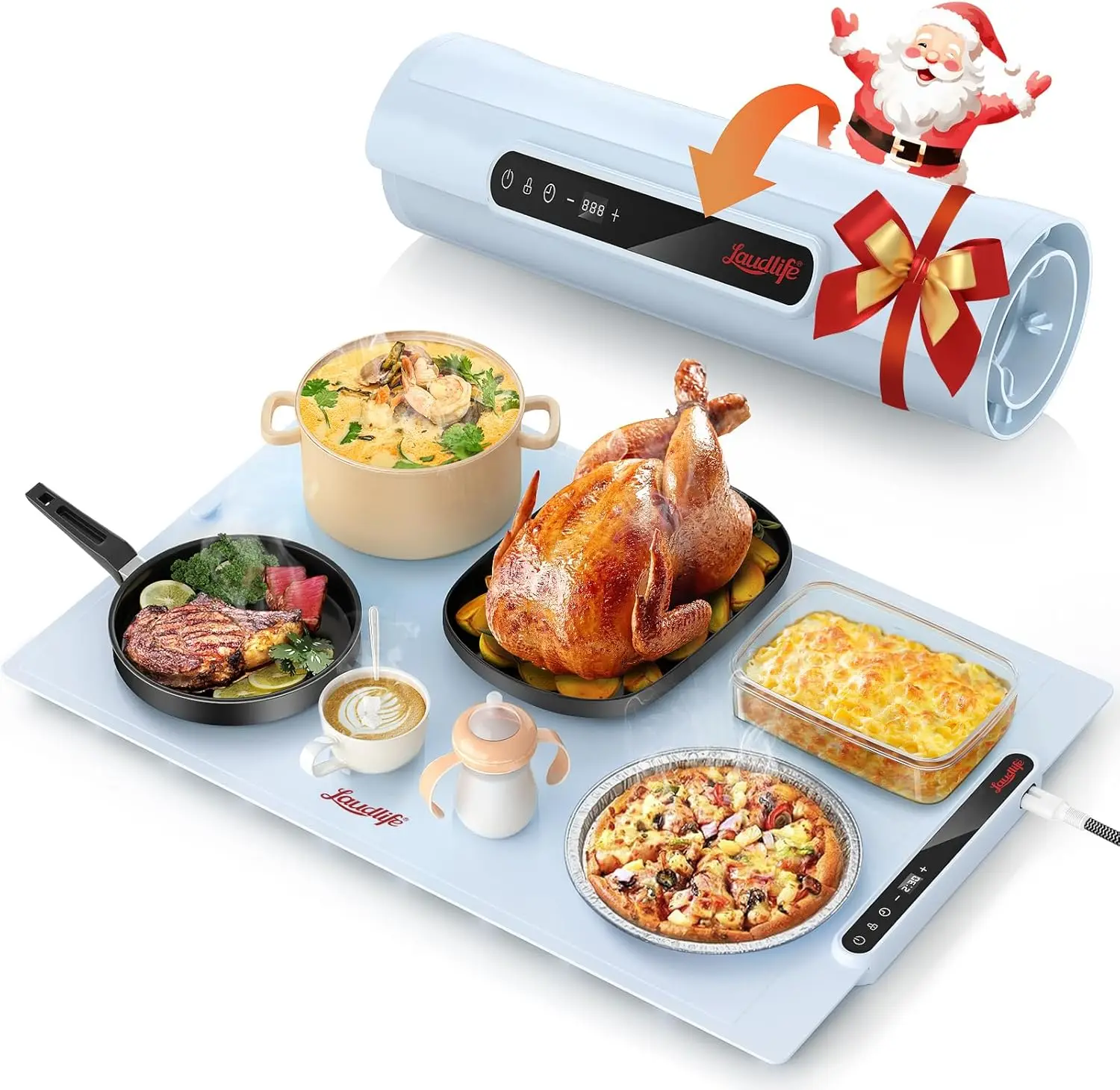 

Foldable Silicone Food Warming Mat with 7 Temperature Levels, Child Lock for Safe Kitchen Use