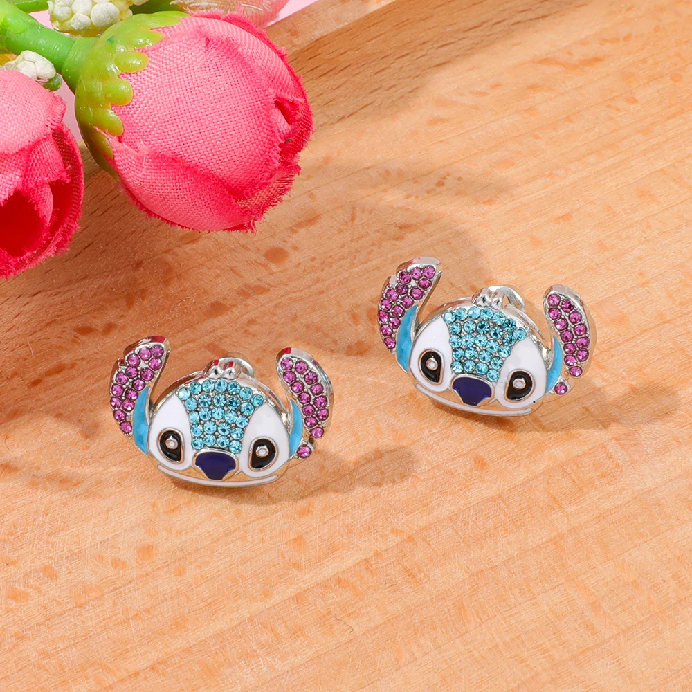 Stylish Lilo & Stitch Rhinestone Studs Sparkling Glam Lightweight & Comfortable Daily Wear Earrings for Women