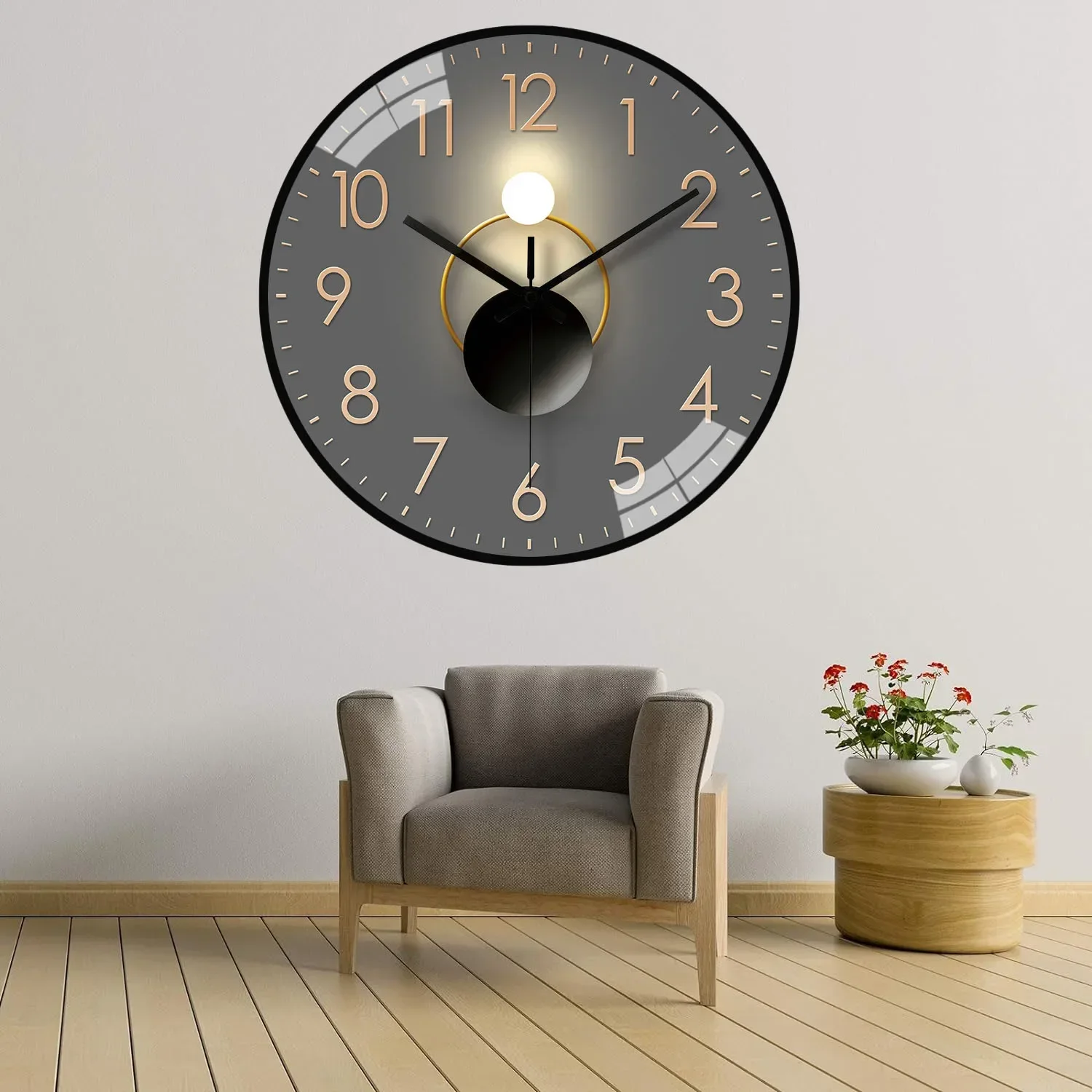 8 Inch Non-Ticking Wall Clock Silent Round Wall Clock Modern Decor Clock For Home Office School Kitchen Bedroom Living Room