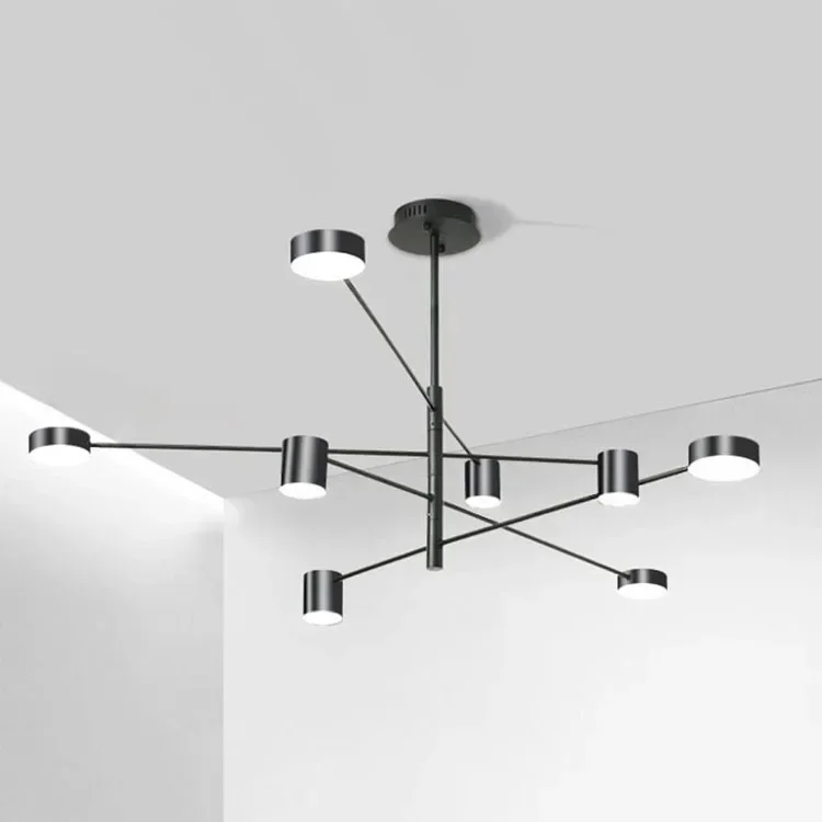 

Cross border Nordic LED iron art branch shaped chandelier creative and personalized rotating living room postmodern minimalist