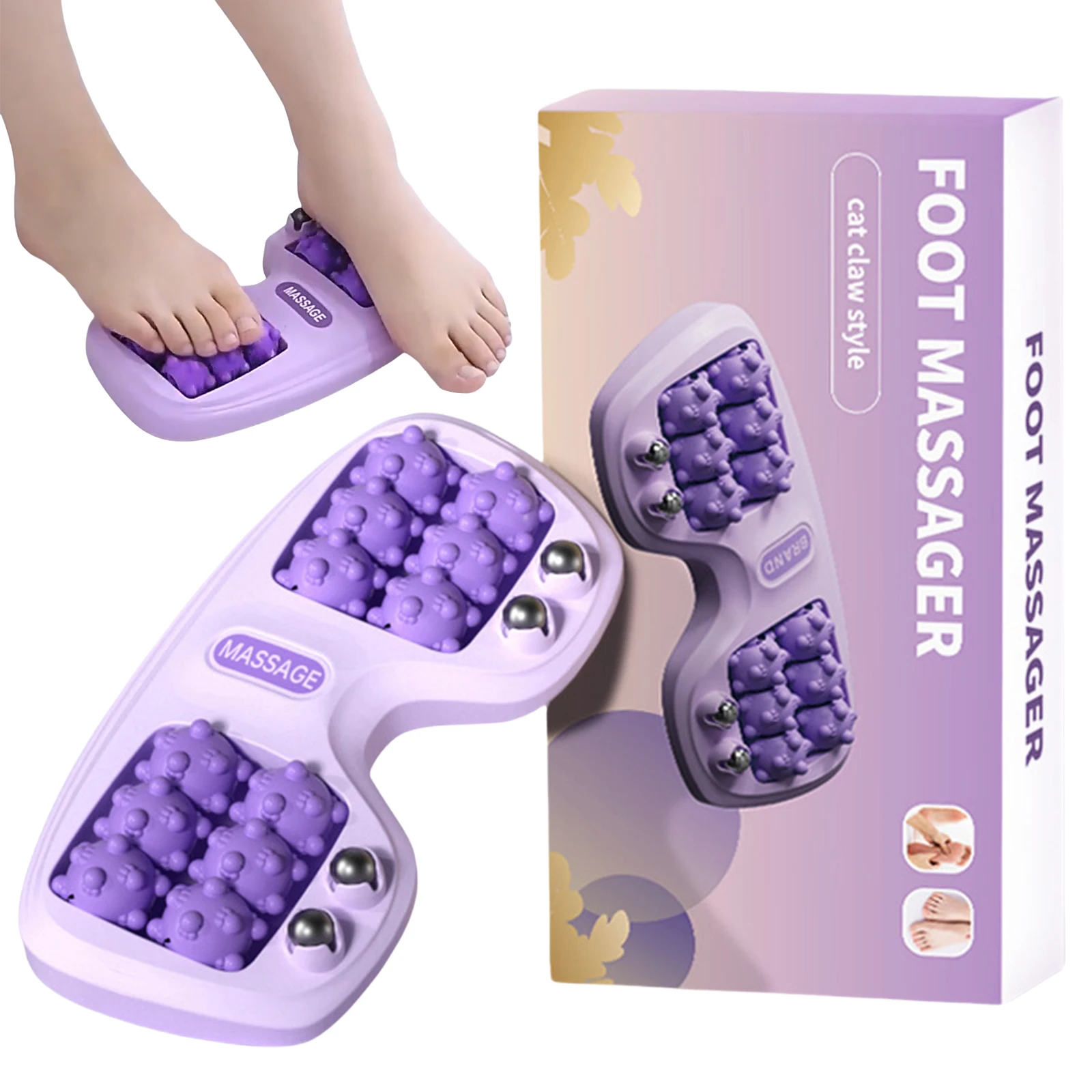 

Dual Foot Massager Magnetic Bead Roller Multi-Point Foot Massagers Pressure Point Rollers For Home Feet Therapy Rubbing Relax