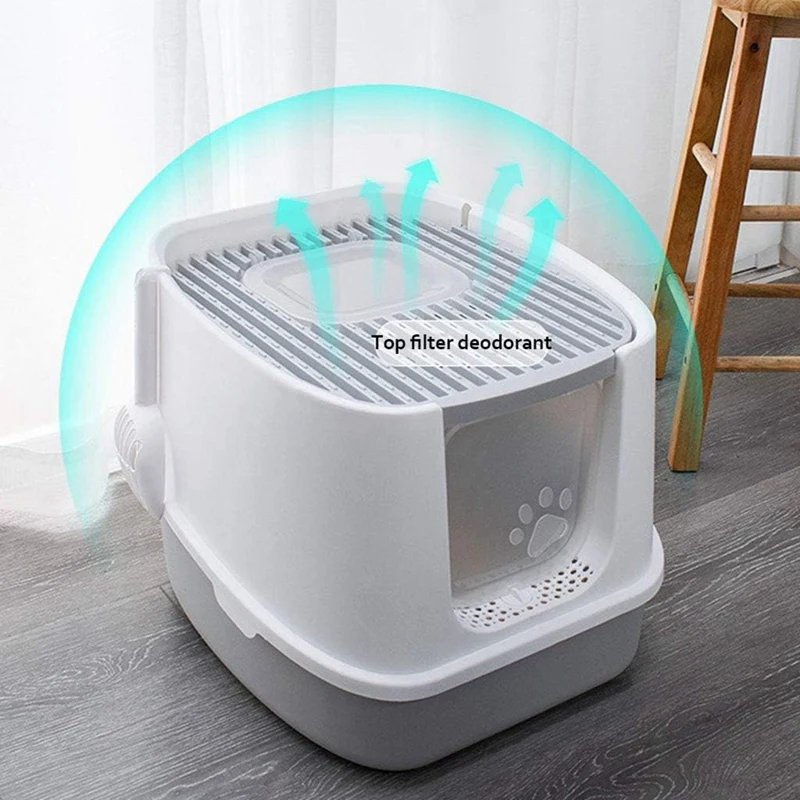 1Set Litter Box Furniture Cat Litter Boxes For Large Cats With Cat Litter Scoop Easy-To-Operate Cat Litter Litter Boxes Plastic