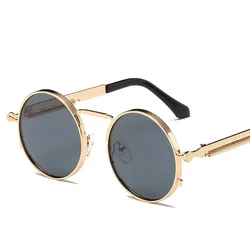 Vintage Men Sunglasses Women Retro Punk Style Round Metal Frame Colorful Lens Sun Glasses Fashion Eyewear Gafas sol mujer