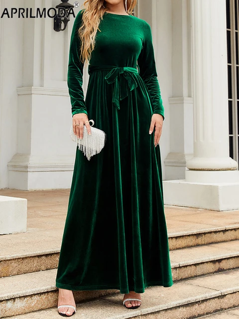 Dresses velvet long best sale