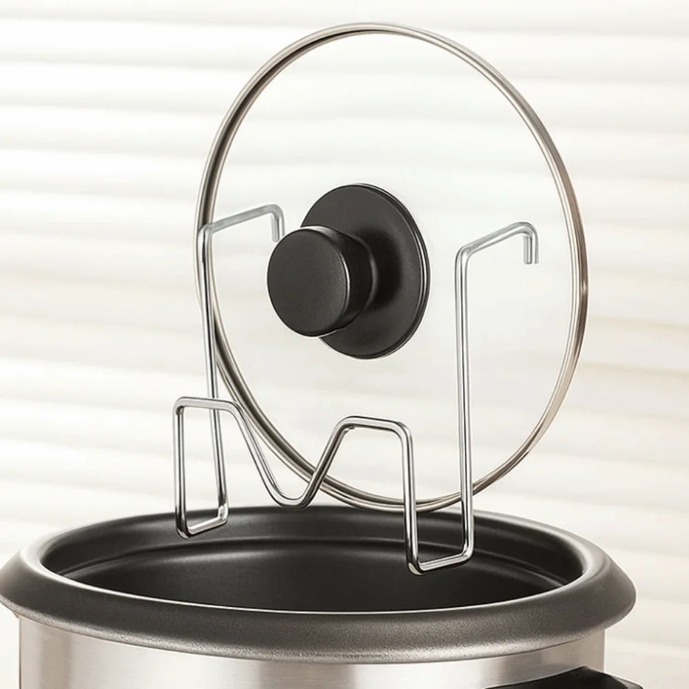 

2pcs Stainless Steel Pot Lid Holder Anti-Tip Space-Saving Lid Storage Stand Non-Slip Pot Cover Rack Kitchen Tools