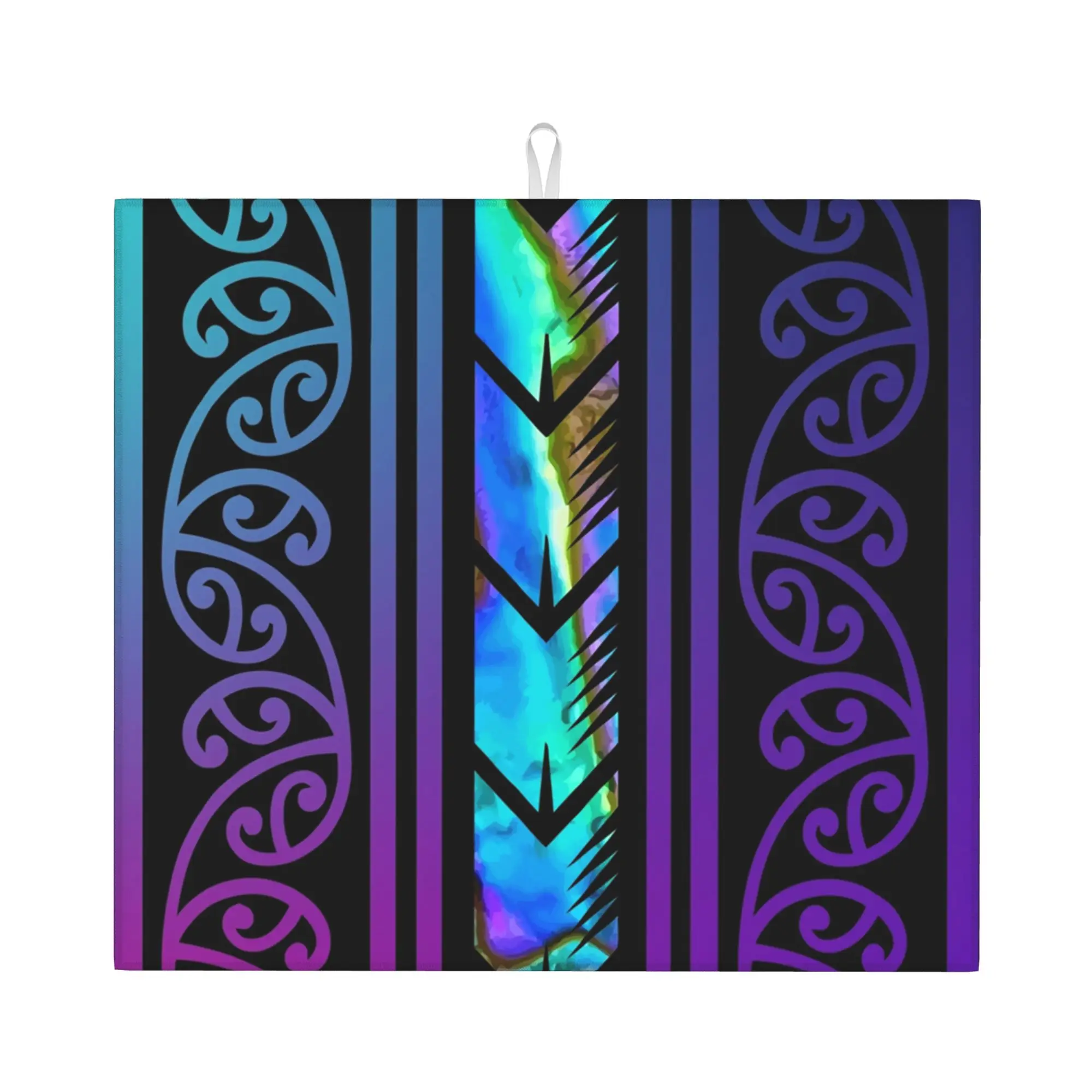 Purple Maoris with Inlayed Paua Shell Non Slip Kitchen Counter Protector Mat Barware Tableware New Zealand Mat For Kitchen