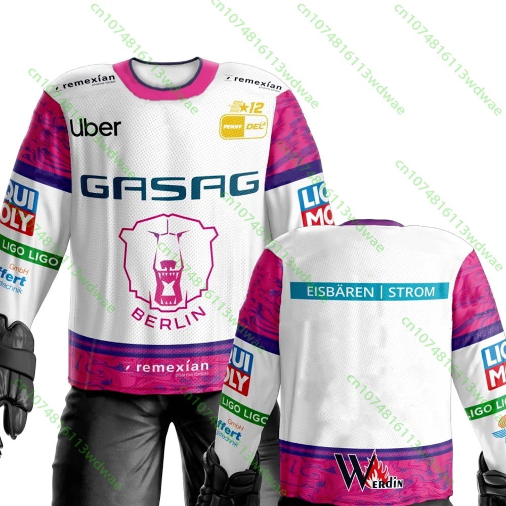 New 26/27 Eisbaren Berlin Hockey Germany Men's Ice Hockey Team Jersey Fans Long Sleeves 3D Print Sport Quick-dry Cycling shirt
