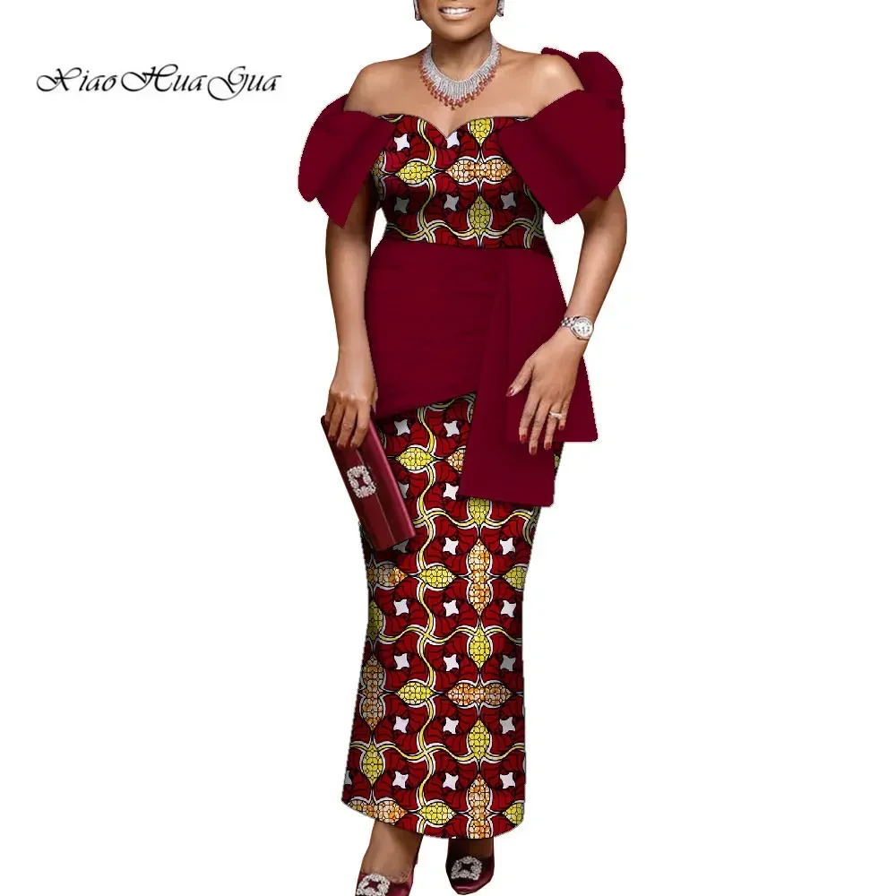 Off Shoulder African Dresses for Women Robe Africaine Femme Long Dashiki Dress Women Evening Dress for Party WY9997