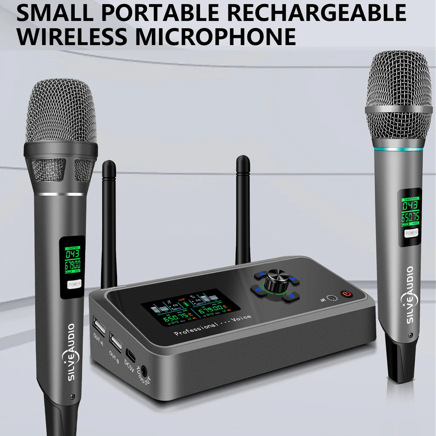 

GAW-U282 Professional wireless microphone with built-in charging function, one-to-two microphone, live broadcast microphone