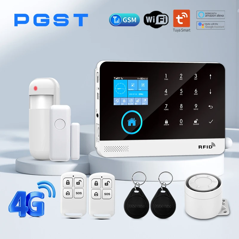 WiFi+4G Home Smart Alarm Security System Kit, Wireless Burglar Alert System, Motion Detector, Door Sensor, Tuya App Control