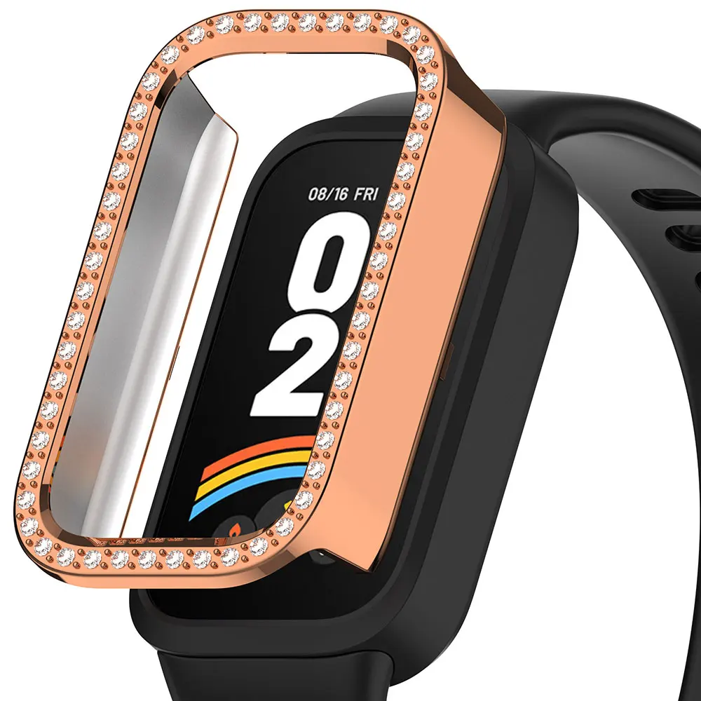 Bling PC Hollow Case Cover For Redmi Band 3 Diamond Protective Cover Cases For Xiaomi Mi Band 9 Active Protector Band
