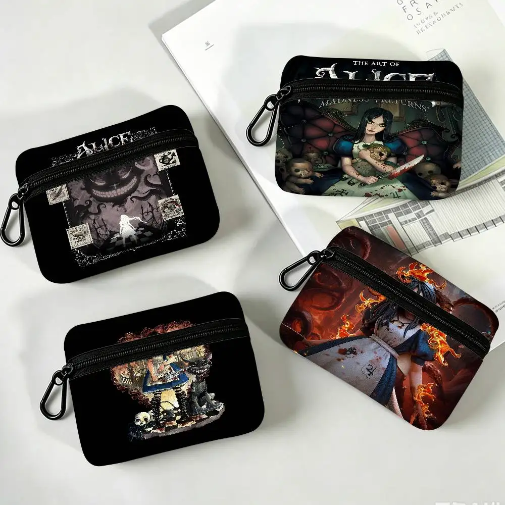 A-Alice:-Madness-Returns Gothic-Dreamlike Wear-resistant Oxford Cloth Coin Purse Portable Backpack Hanging Card Storage Bag