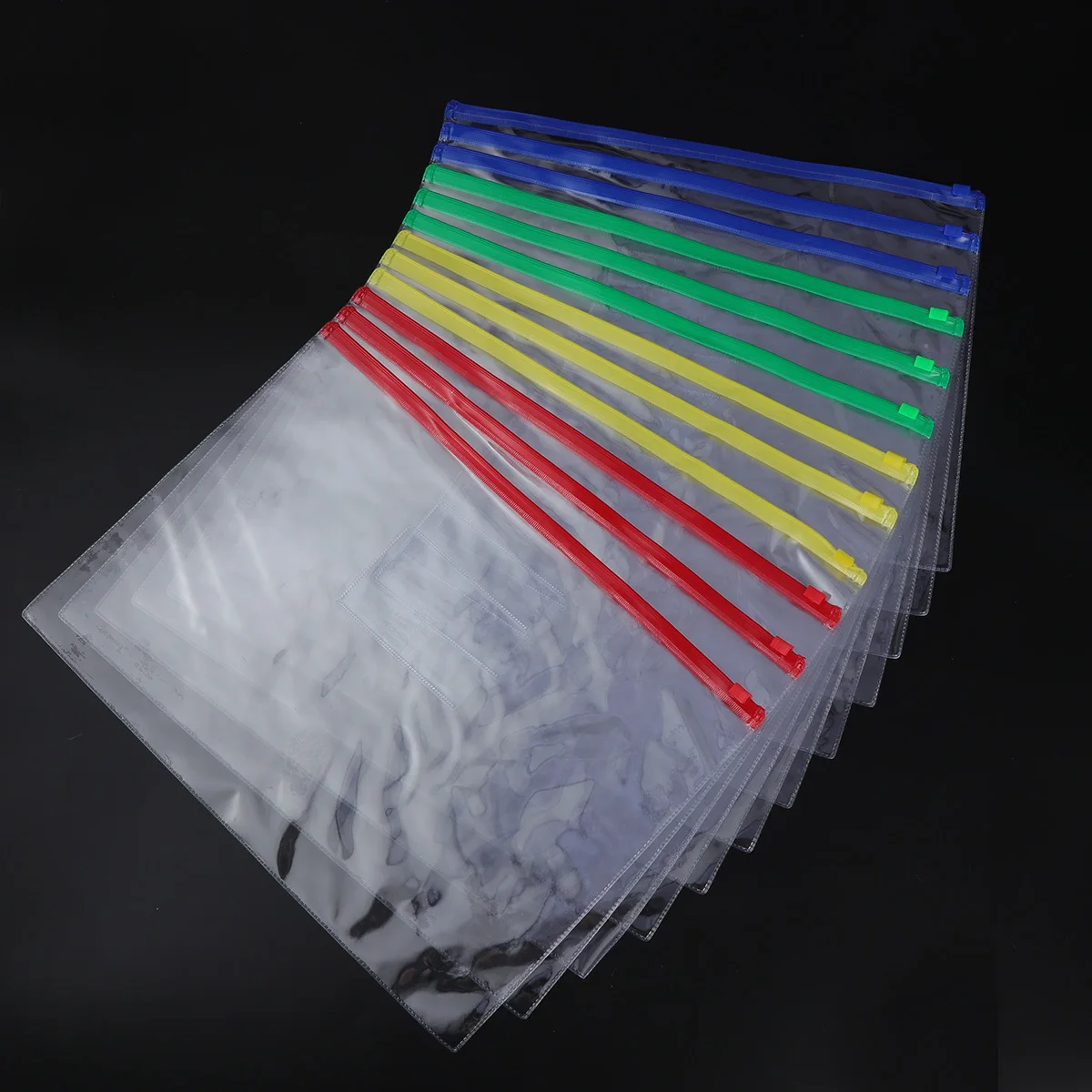 

12Pcs A4 File Organizer Pouches PVC Waterproof Material 33x24cm Reusable Clear Zipper File Bags for Office School Travel