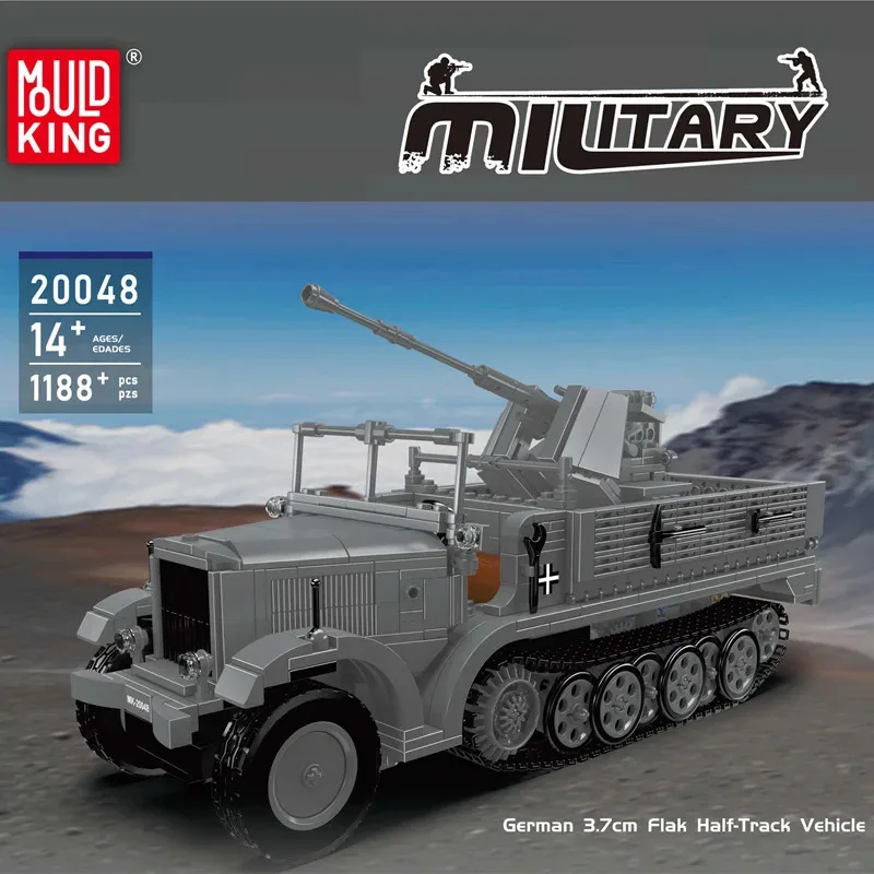 

Mould King 20048 Technical RC German 3.7cm Flak Half-Track Vehicle Building Blocks Bricks for Adults Kids Education Toys
