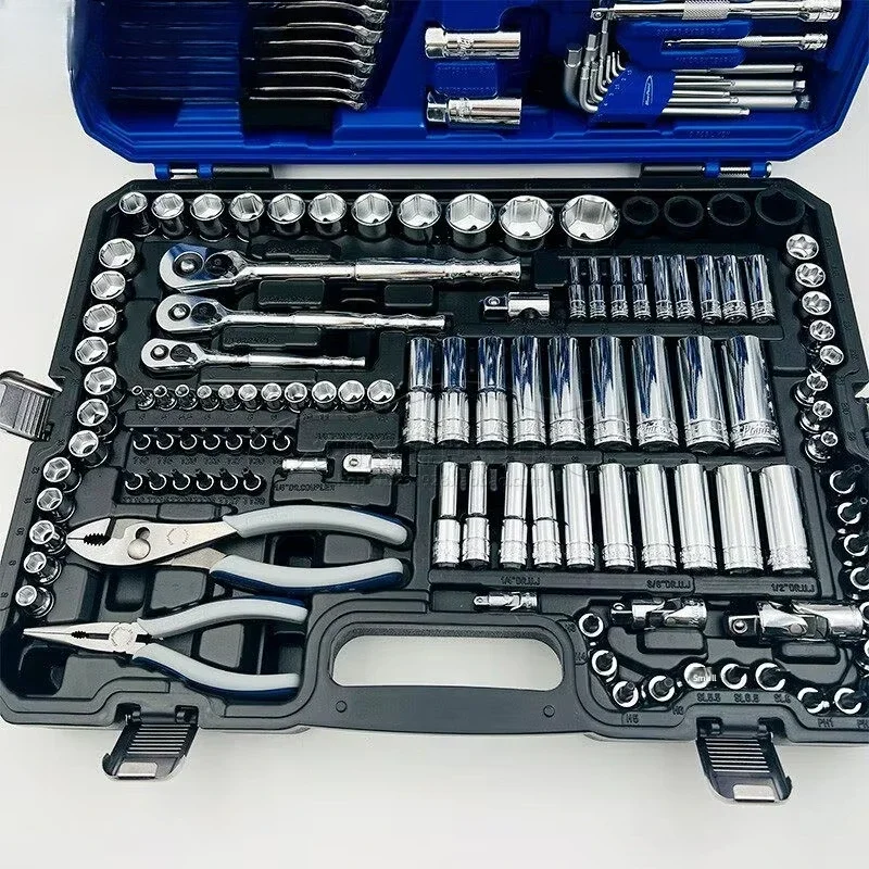 151-Piece Auto Repair Tool Set for Universal Fitment Ratchet Wrench Screwdriver Pliers and Repair Combo