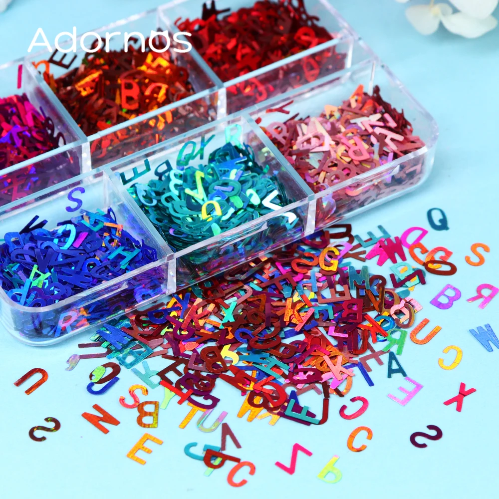 Holographic English Letters Sequins For Epoxy Resin Mold Fillers Alphabet Glitter DIY Accessories resina epoxy para manualidades