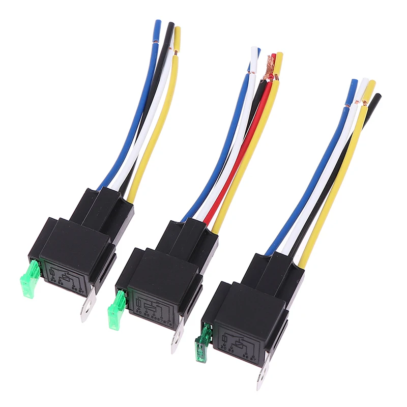 Hot！1Pc 4 Pin 5 Pin 30A Auto Relay With Fuse Coil Voltage 12V/24V DC Relay Vehicle Rel 12V/4P 24V/4P 12V/5P Fused Relay
