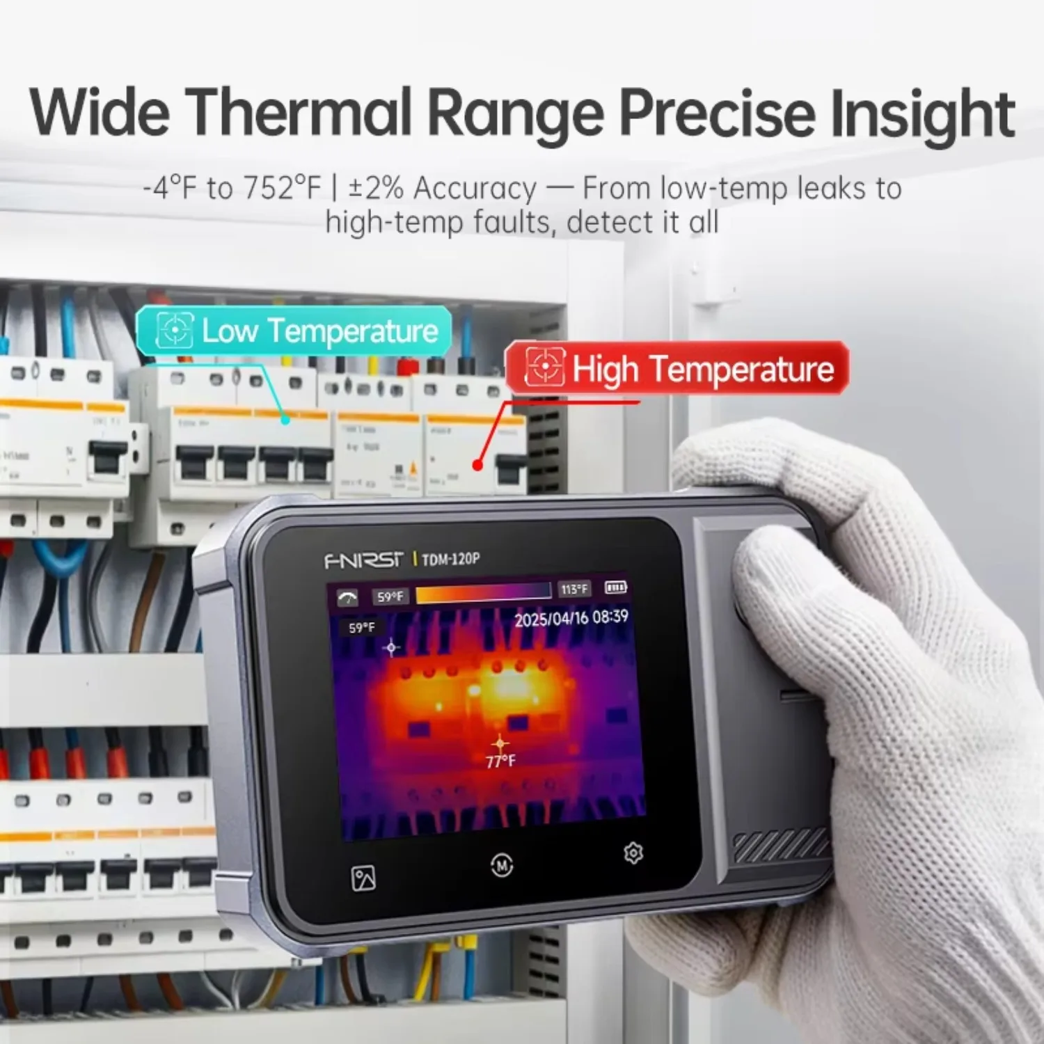 FNIRSI TDM-120P TDM-120 Thermal Imager Multimeter 2 in 1 120x90 Resolution -20°C~400°C Range Touchscreen Electrical Repair Tools