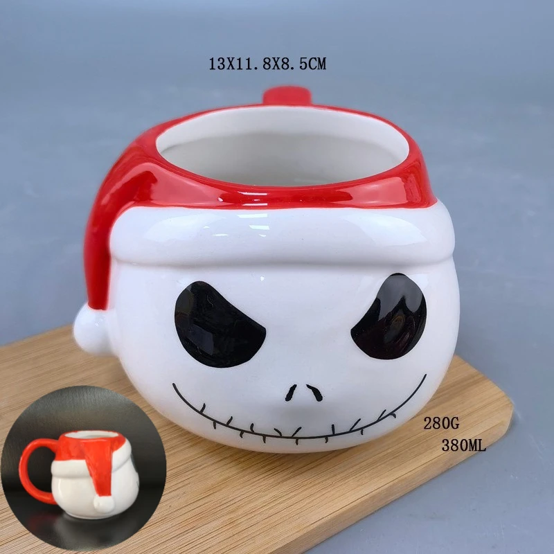 

Jack Ceramic Cup Model Toy The Nightmare Before Christmas Halloween Sally Terrifying Skull Jack Relief Mug Doll Birthday Gift