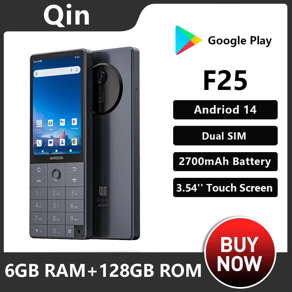 QIN F25 Touch Screen Smartphone Android14 6GB RAM+128GB ROM 2700mAh MTK8786 BT 4G LTE Google Russian Hebrew Keyboard Smartphone