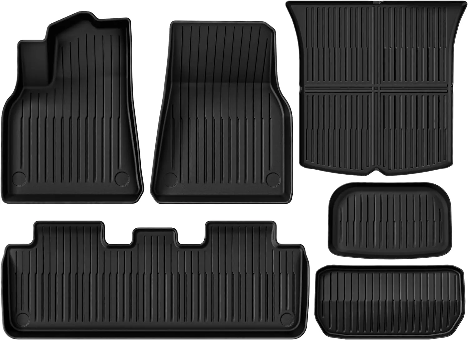 OEDRO 3D Floor Mats + Cargo Liner 6PCS for 2020-2024 Tesla Model Y 5-Seat All Weather