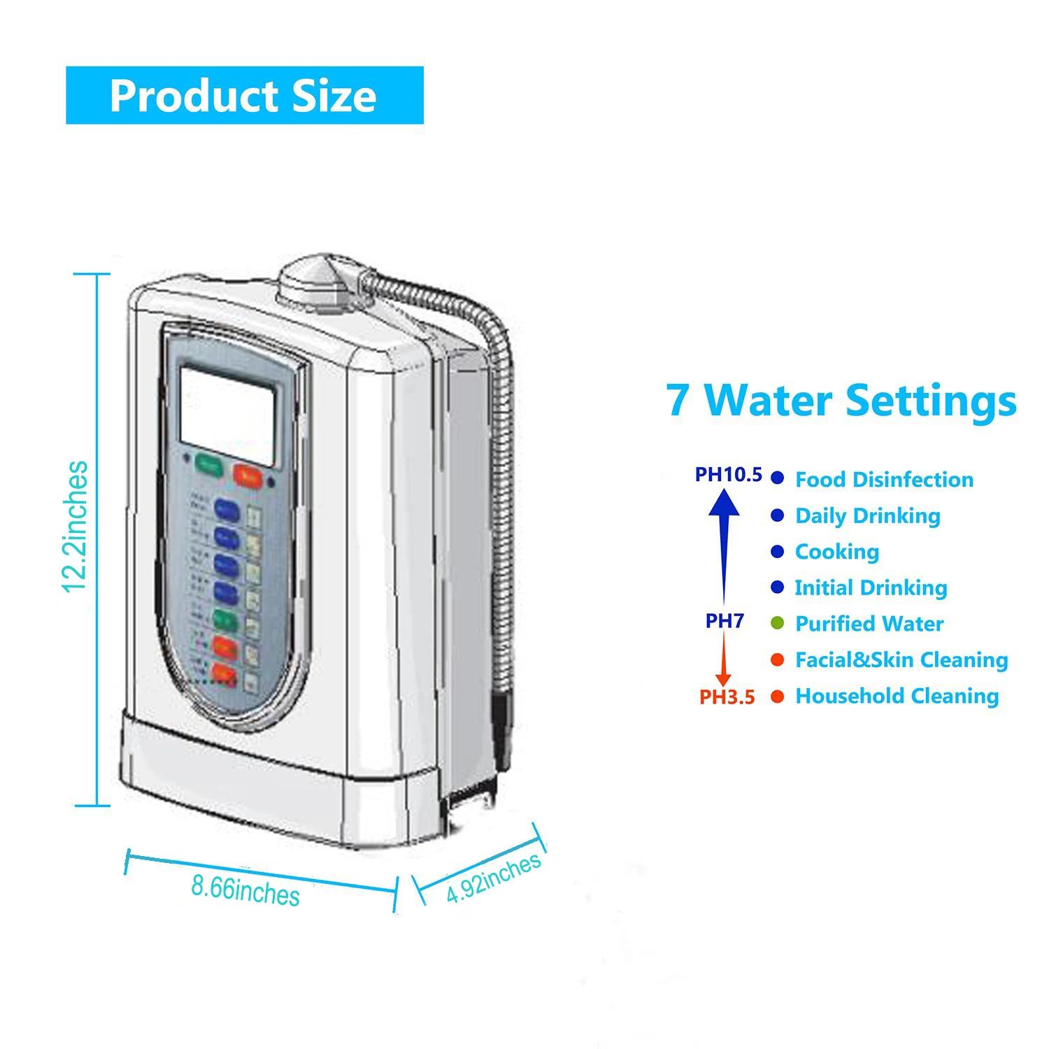 Jonizator wody alkalicznej/jonizator kangen/woda wodorowa/woda ORP (fabryka JapanTech Taiwan) z wbudowanym filtrem NSF + pasek pH (1 pudełko)