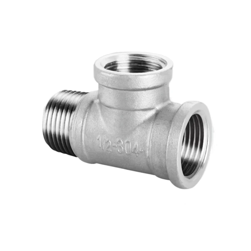 304 Stainless Steel Male Female Thread Tee Connector BSPT Pipe Connector Fitting 1/4\