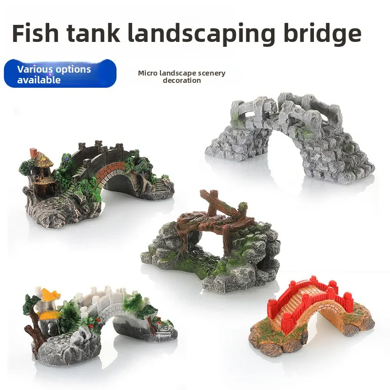 

Fish Aquarium Tank Bridge Landscape Resin Decorative Aquarium Craft Creative Ornament Simulated Large Bridge Small Bridge