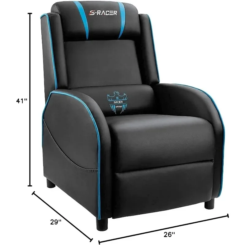 Homall Gaming Massage Recliner Chair Racing Style Single Living Room Sofa Recliner Leather Recliner Seat Comfortable Ergonomic