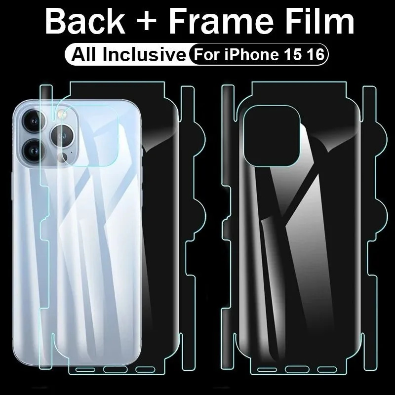 For iPhone 16 15 Pro Max 15Plus Full Cover Phone Side Back All-inclusive Soft Hydrogel Film Screen Protector for iPhone16 Plus