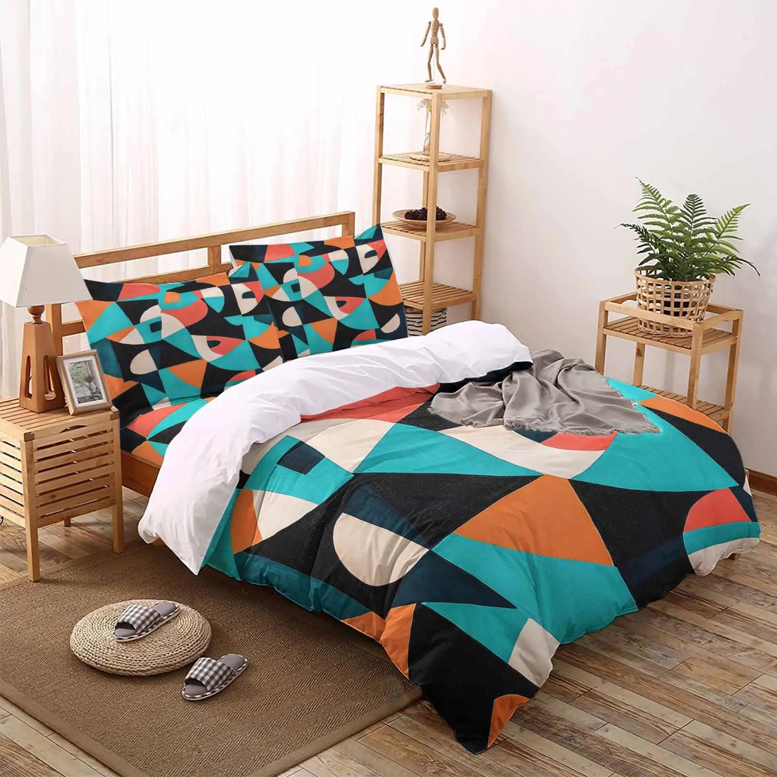 

Modernism Abstract Line Color Block Comfortable Household Goods Bedroom Bed Luxury Duvet Cover 2/3/4 Pieces