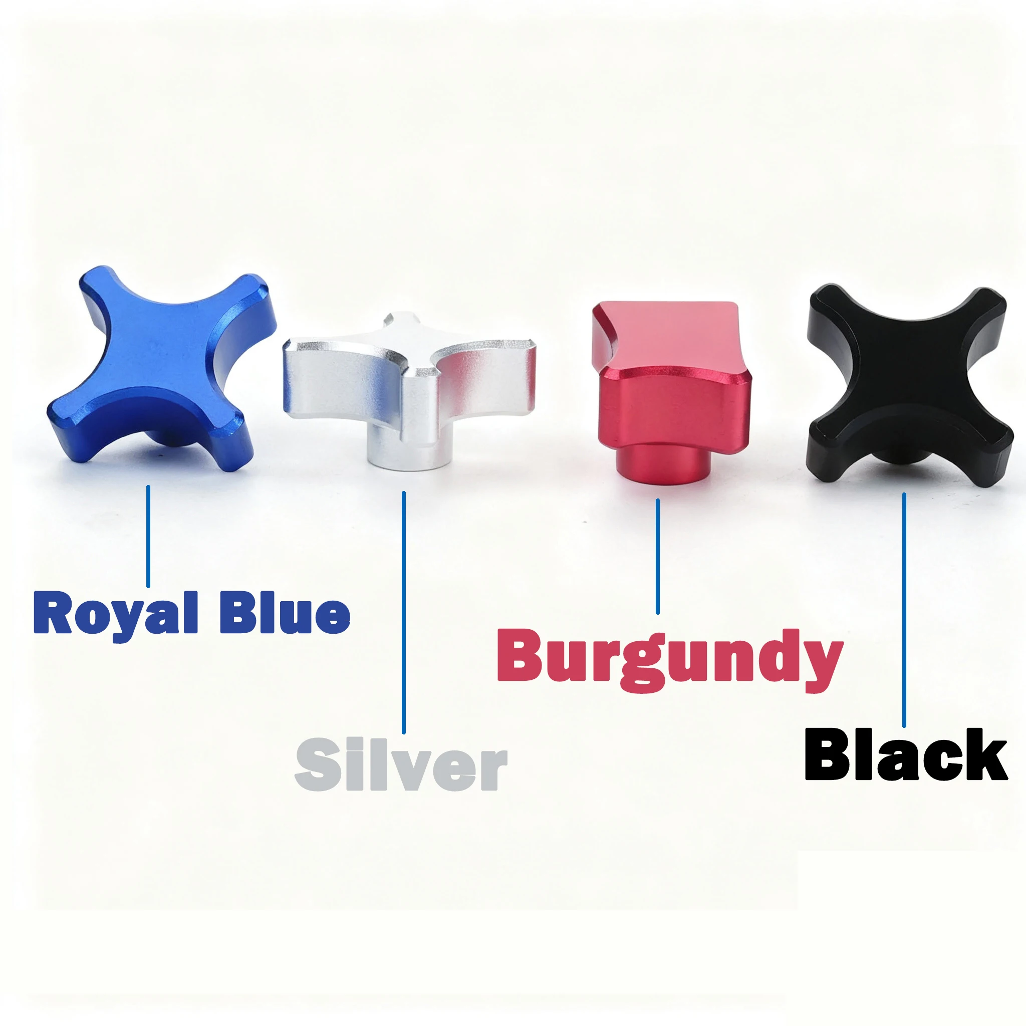 1~10Pcs M6 M8 Aluminum Alloy Silver/Burgundy/Black/Royal Blue Plum Hand Tighten Nuts 4 Star Blind Hole Clamping Knob Thumb Nuts