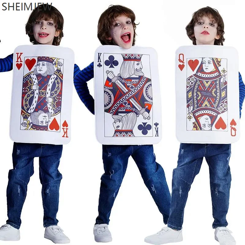 

Fun Parent-child Family Children Playing Cards Poker Hearts King Queen Of Clubs Kq Costume Role Play Tunic Sponge Party Set