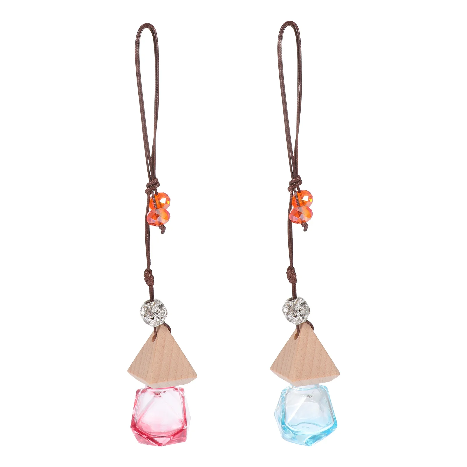 

2pcs Interior Perfume Bottles Empty Glass Diffuser For Car Home Office Decor Hanging Aromatherapy Pendant Car Accessories