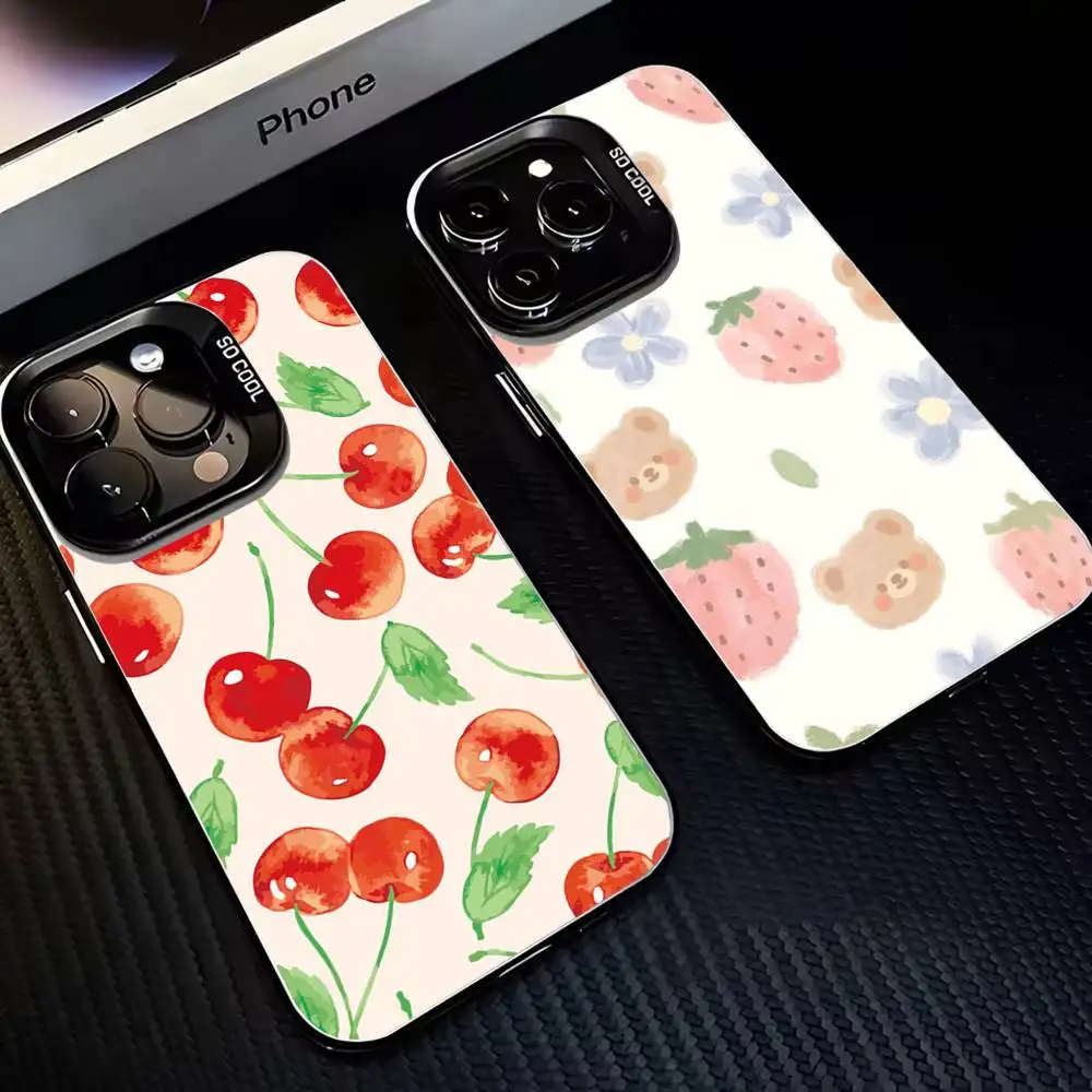 

Interesting Summer Fruit Patterns Phone Case For iPhone 16,15,14,13,12,11,Mini,Pro,MAX Black Matte Shockproof Cover