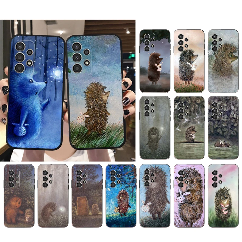 Funda de teléfono para Samsung Galaxy A73, A13, A22, A32, A71, A33, A52, A53, A72, A73, A51, A31, A23, A34, A54, A52, A53S, erizo en la niebla