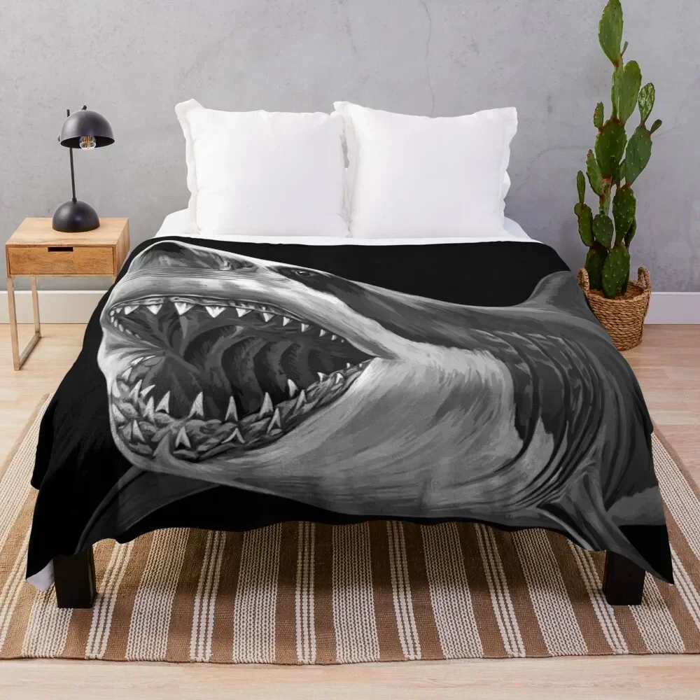 

Great White Shark Throw Blanket for winter funny gift heavy to sleep Blankets