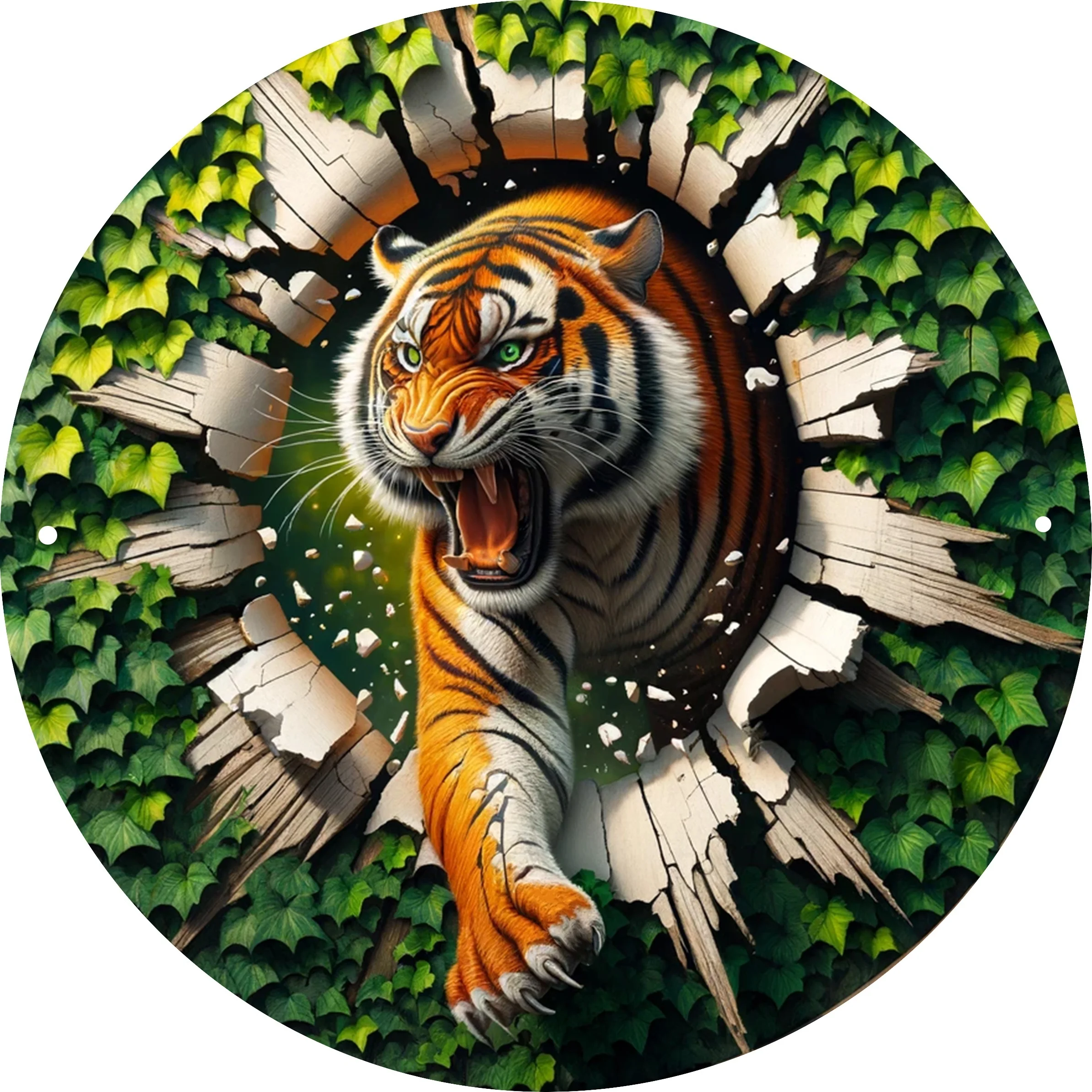 2D Flat, 1-Pack Aluminum Metal Tiger Art Sign, 3D Visual Effect Wall Decor for Bedroom, Office, Living Room - Durable Aluminum W