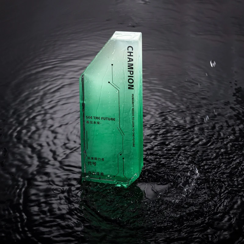 Customized High-end Green Crystal Trophy, Competition Award Annual Meeting Souvenir Home Decoration Outstanding Staff Medal, 1Pc