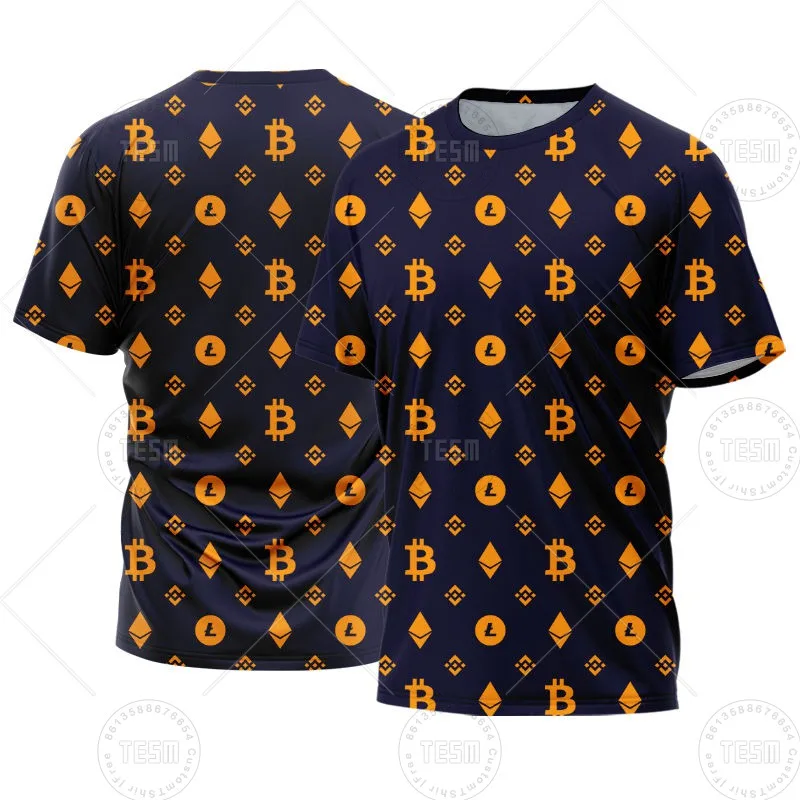 Bitcoin T-Shirt Ethereum Men Short Sleeve Crypto Shirt Casual Loose Sports Top Gift Clothing Couples Wear 3D Printed